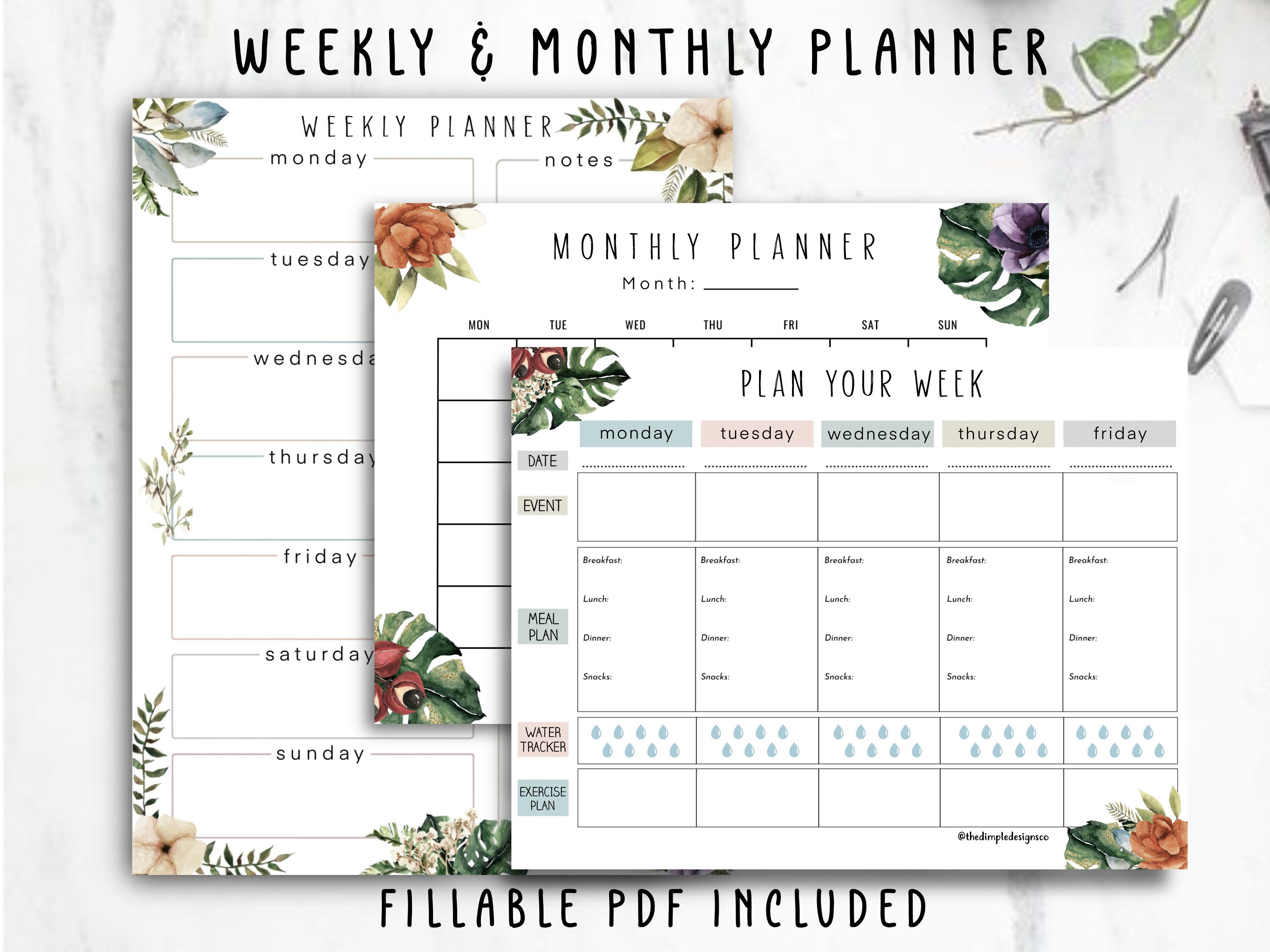 Weekly Planner Printable Planner Instant Download Week | Etsy