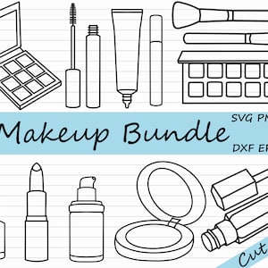 Makeup SVG Bundle - Cosmetic Clipart, Beauty DXF, Make-Up EPS, Noir et Blanc, Usage Commercial, Makeup Addict Cut File, Silhouette, Cricut