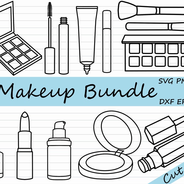 Makeup SVG Bundle - Cosmetic Clipart, Beauty DXF, Make-Up EPS, Black and White, Commercial Use, Makeup Addict Cut File, Silhouette, Cricut