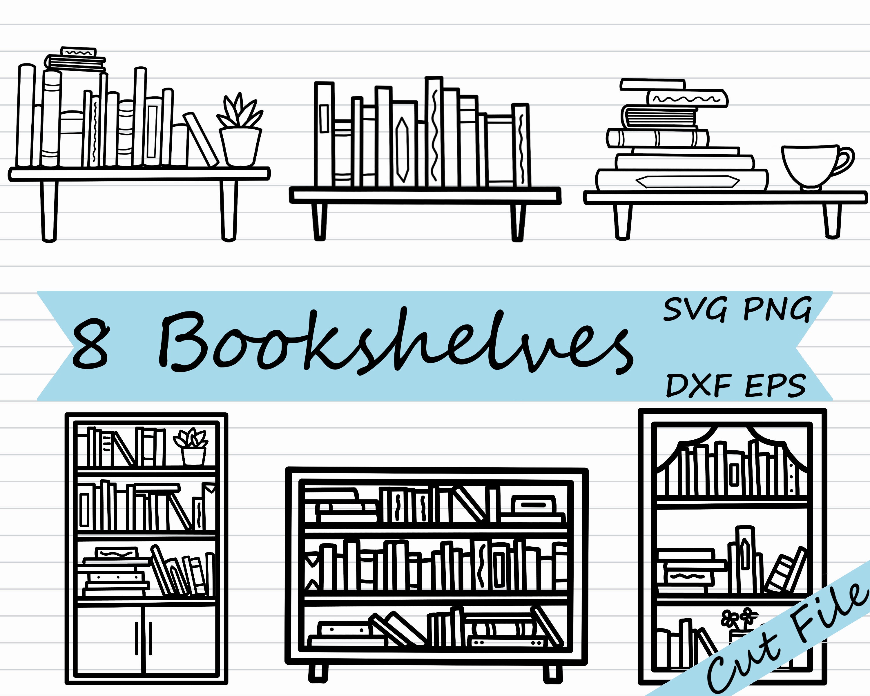 Download Bookshelf Clipart Bookcase Clipart Book Svg Book Clipart Etsy