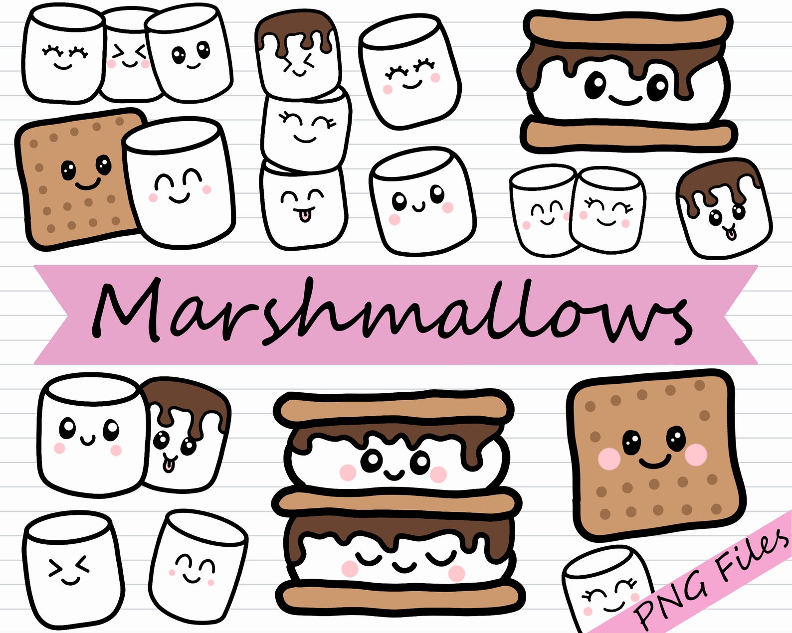 Marshmallow Clipart S'mores Clipart Smore PNG Etsy