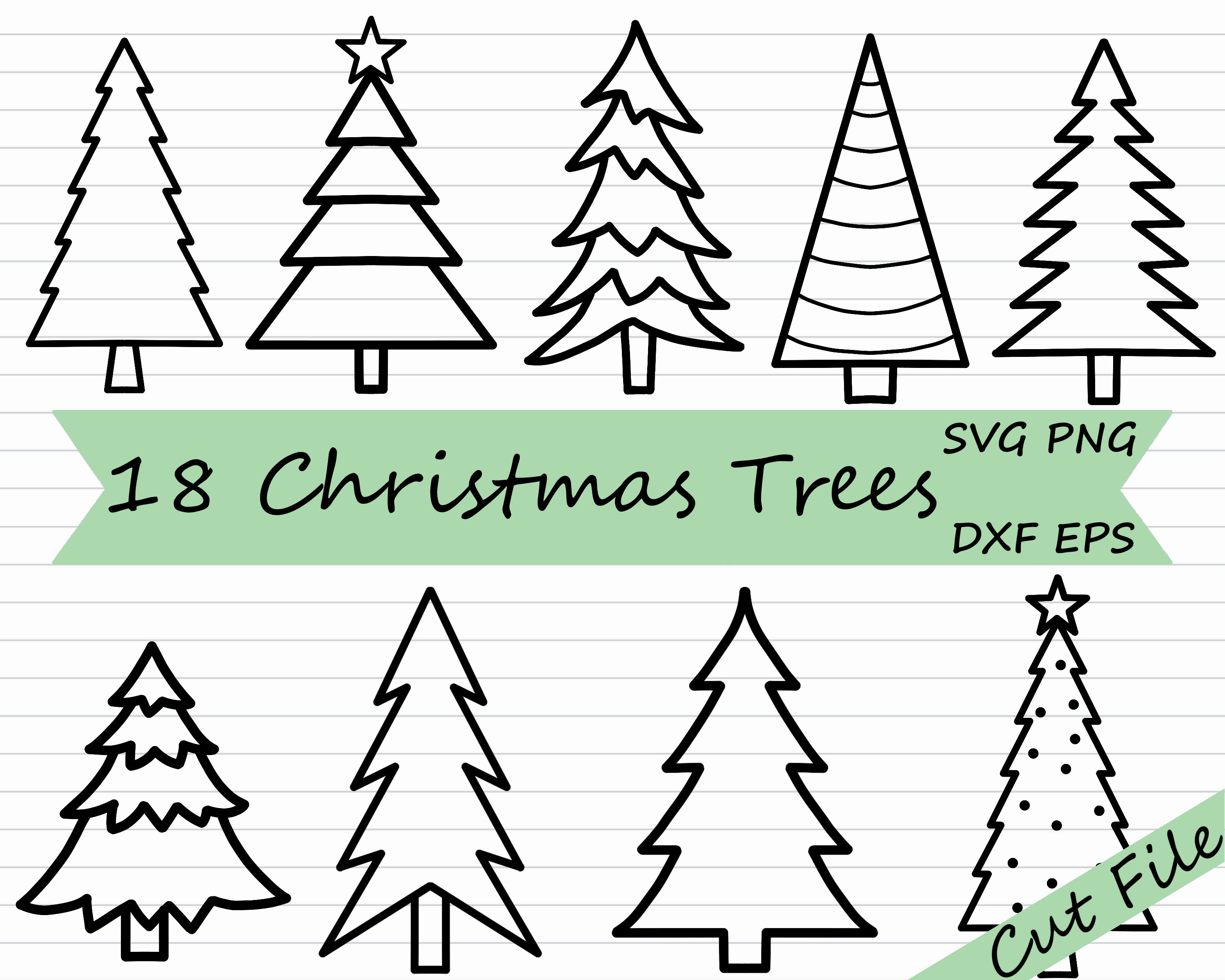 Christmas Tree SVG Bundle Christmas Tree Cut File Pine Tree - Etsy