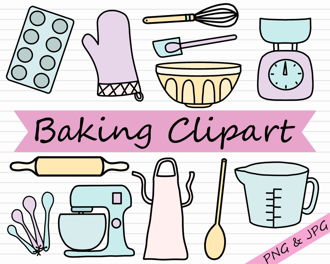 Baking Clipart Bundle Bakery Clip Art, Cooking PNG, Baking Tools, Kitchen Utensils, Baker JPG