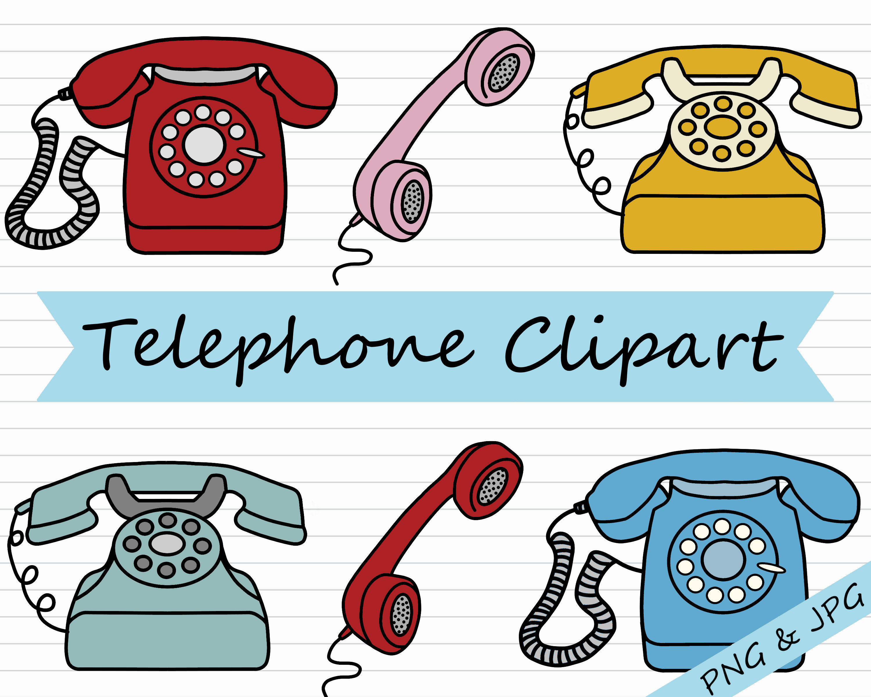 12 Retro Telephone Clipart Phone Downloadable Graphic Dial Etsy