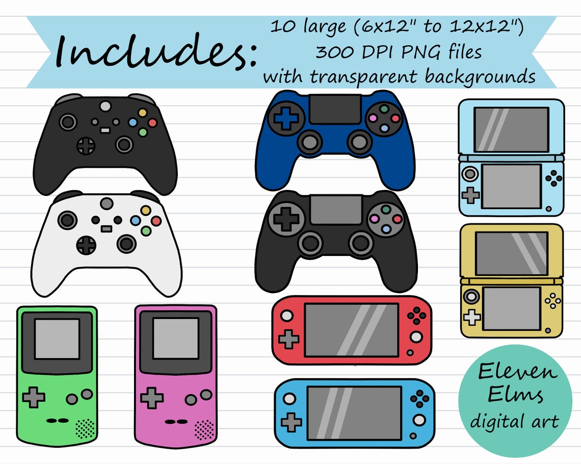Gaming Clipart Bundle - Gamer Clip Art, Video Game PNG, Commercial Use ...