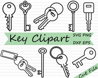 Key SVG Bundle - House Key SVG Outline, Key Cutting File Cricut, Key Silhouette, Home Owner DXF, Commercial Use, Key Outline, Vintage Key