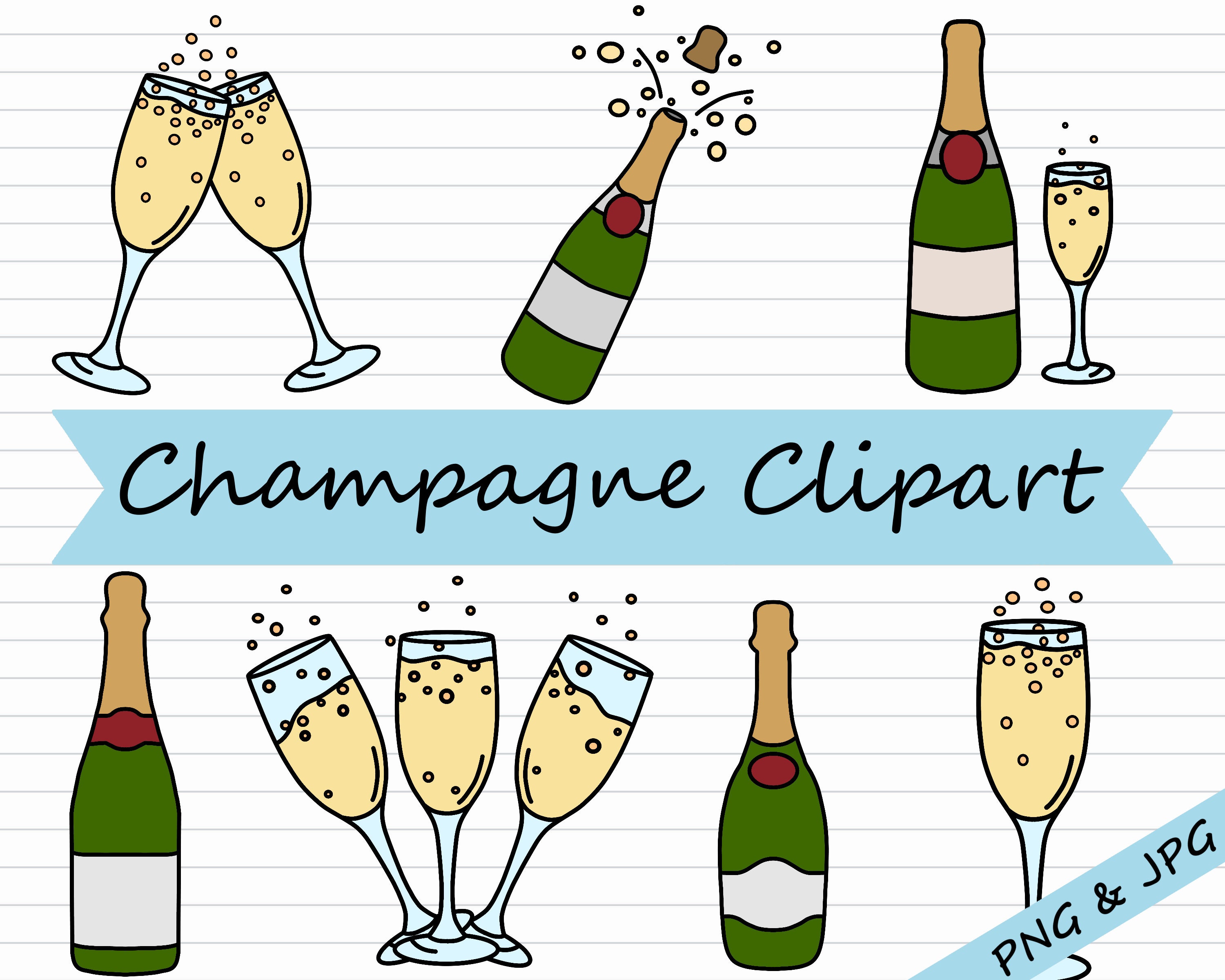Champagne Clipart Bundle Champagne Glass Clip Art Champagne Etsy
