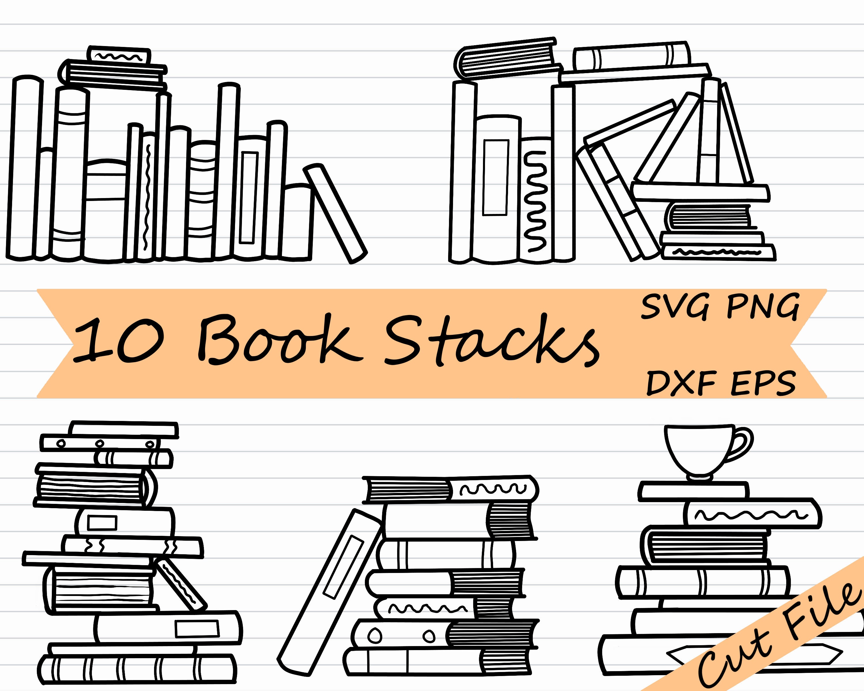 Stack Of Books Black And White Clipart