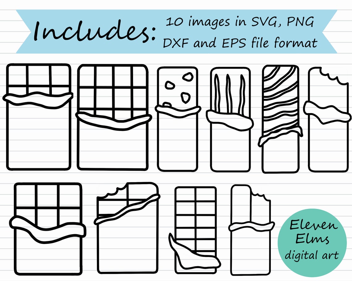Chocolate Bar SVG Candy Bar Clipart Black and White Etsy
