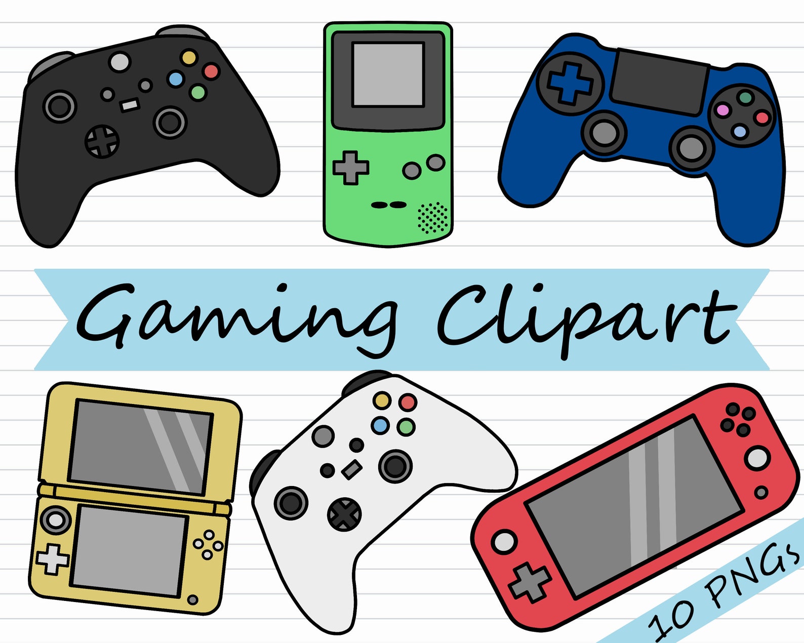 Gaming Clipart Bundle Gamer Clip Art Video Game PNG - Etsy