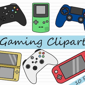 Gaming Clipart Bundel - Gamer Illustraties, Video Game PNG, Commercieel gebruik, Game Boy Graphic, Controller PNG, Gaming Console, Gamers, Download