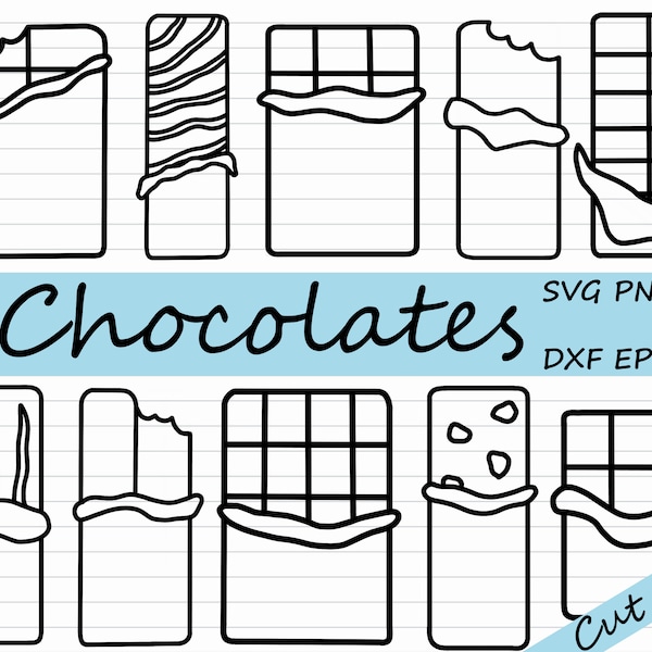 Chocolate Bar SVG - Candy Bar Clipart, Black and White, Chocolate DXF, Candy Wrapper Clip Art, Sweet, Snack, Dessert, Commercial Use, EPS