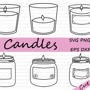 Candle Clipart - Scented Candle SVG, Aromatherapy Clipart, Black and White, Scent, Fragrance, Jar Candle SVG,  Glass, Wax, PNG, Cricut