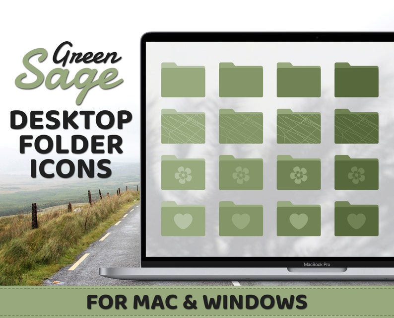 Desktop Icons Sage Green Macbook Folder Icons File Folders Etsy