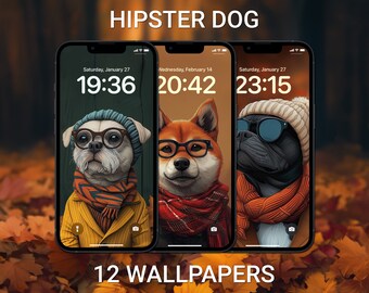 Dog Wallpapers, iPhone Lock Screen, iOS 17 Wallpaper, Hipster Aesthetic, Dog Lover Background, Customize iPhone Home Screen