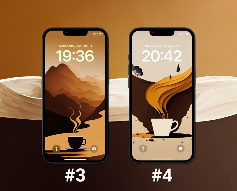 Coffee Wallpapers, iPhone Lock Screen, Neutral Aesthetic, iOS 17 Wallpaper, Brown and Beige Background, Customize iPhone Home Screen image 3