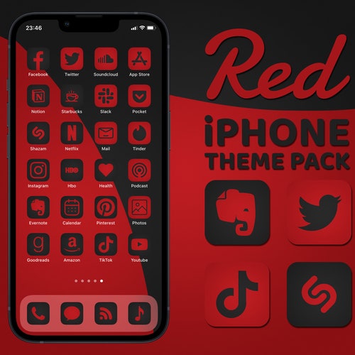 Red and Black App Icons Iphone Theme Pack Red App -