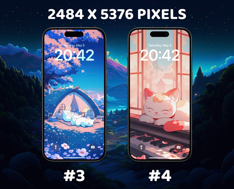 Anime Cat Wallpaper 4k, Cute Sleepy Cat Aesthetic, iPhone and iPad Lock ...