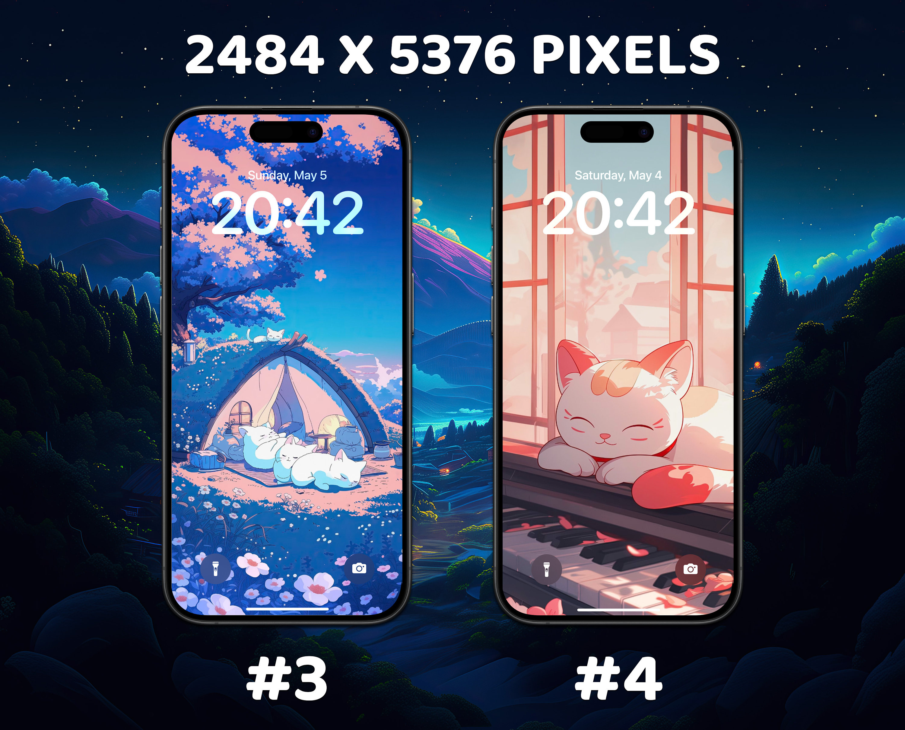 Anime Cat Wallpaper 4k, Cute Sleepy Cat Aesthetic, iPhone and iPad Lock ...