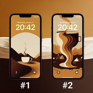 Coffee Wallpapers, iPhone Lock Screen, Neutral Aesthetic, iOS 17 Wallpaper, Brown and Beige Background, Customize iPhone Home Screen image 2