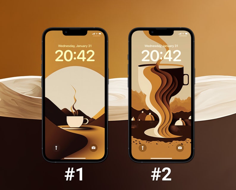 Coffee Wallpapers, iPhone Lock Screen, Neutral Aesthetic, iOS 17 Wallpaper, Brown and Beige Background, Customize iPhone Home Screen image 2