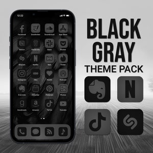 Black and Gray App Icons, iPhone Theme Pack, Aesthetic App Icons, Art Widgets, Light & Dark Wallpapers, Customize iPhone Home Screen
