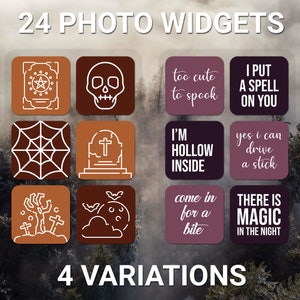 Witch Aesthetic, iPhone Theme Pack, Purple and Orange App Icons, Halloween Art, Widget Quotes, Light & Dark Wallpaper, Custom Home Screen image 3