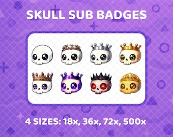 Skull Sub Badges for Twitch Streamers, Gothic Loyalty Tier Icons, Halloween Subscriber Badges, Spooky Sub Rank, Twitch Channel Asset