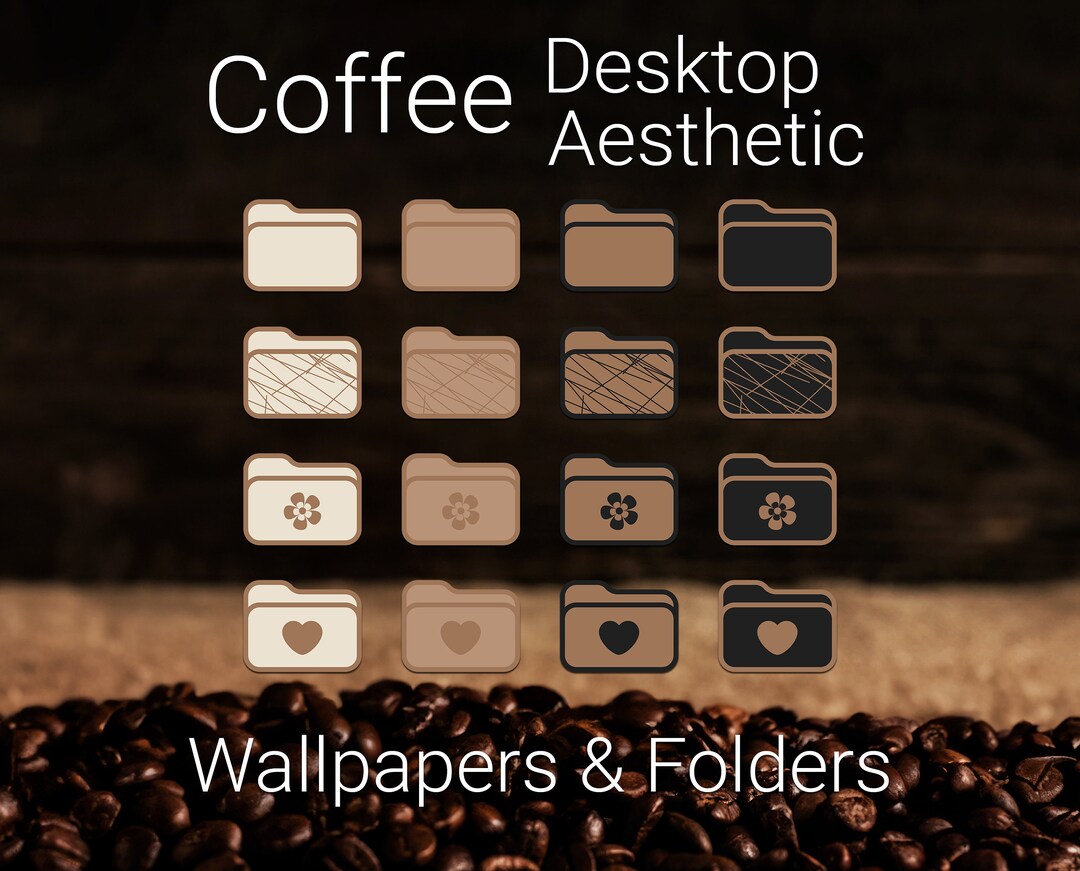 Brown Desktop Icons, Aesthetic Coffee Desktop Wallpapers, Cute Folders ...