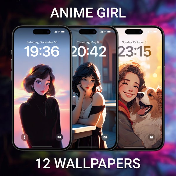 Anime-Mädchen-Hintergründe, iPhone-Sperrbildschirm, Cartoon-Hintergrund, Anime-Kunsthintergrund, benutzerdefinierter Startbildschirm