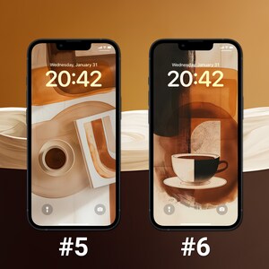 Coffee Wallpapers, iPhone Lock Screen, Neutral Aesthetic, iOS 17 Wallpaper, Brown and Beige Background, Customize iPhone Home Screen image 4