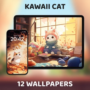 Katzen Hintergrundbilder, niedliche Kawaii iPhone Sperrbildschirm, Anime Kunst ästhetisch, iPad und Desktop-Hintergründe, benutzerdefinierter Startbildschirm