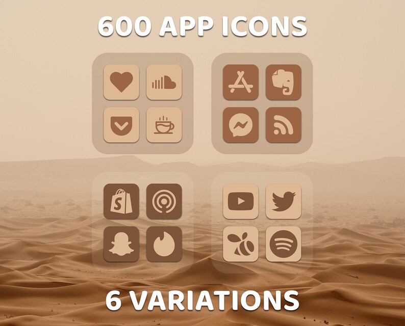 Brown App Icons Ios 15 Theme Pack Includes 600 Aesthetic App Etsy
