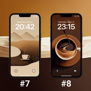 Coffee Wallpapers, iPhone Lock Screen, Neutral Aesthetic, iOS 17 Wallpaper, Brown and Beige Background, Customize iPhone Home Screen image 5