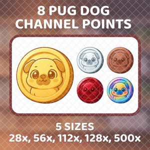 Mops Hund Channel Punkte für Twitch and Kick, Hund Münz Icon, süßes Belohnung Emote