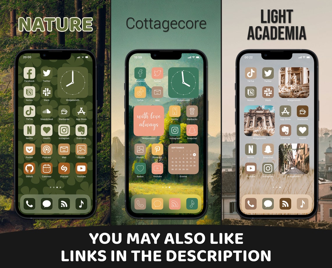 Sage Green App Icons Iphone Theme Pack Cottagecore Etsy