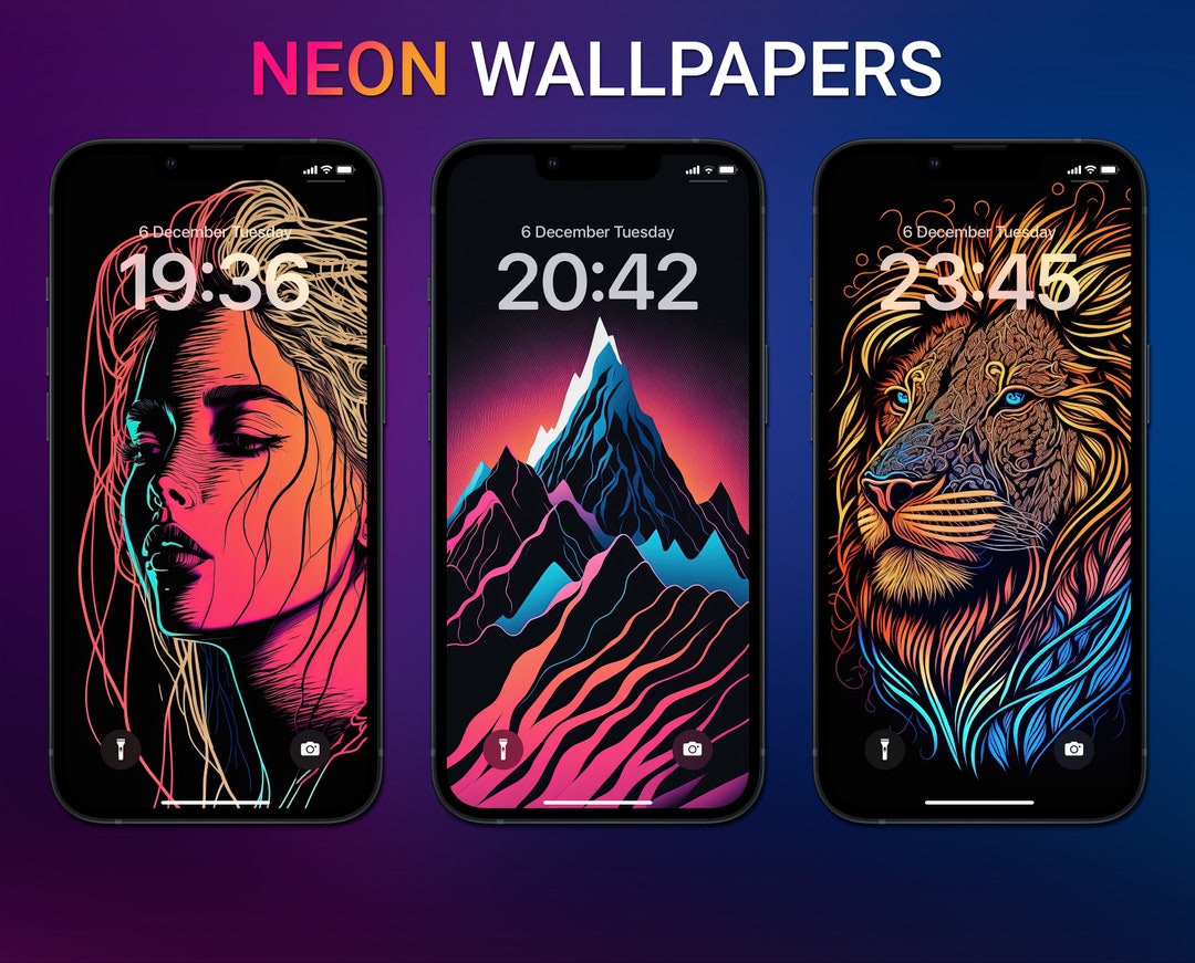 Neon Wallpapers Iphone Lock Screen Ios 16 Wallpaper Neon - Etsy