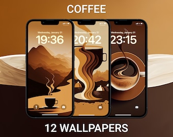Coffee Wallpapers, iPhone Lock Screen, Neutral Aesthetic, iOS 17 Wallpaper, Brown and Beige Background, Customize iPhone Home Screen
