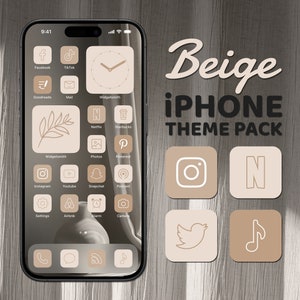 App Icons Beige, iPhone Theme Pack, Neutral Aesthetic, Boho Art Covers, Widget Quotes, Light & Dark Wallpapers, Custom iPhone Home Screen