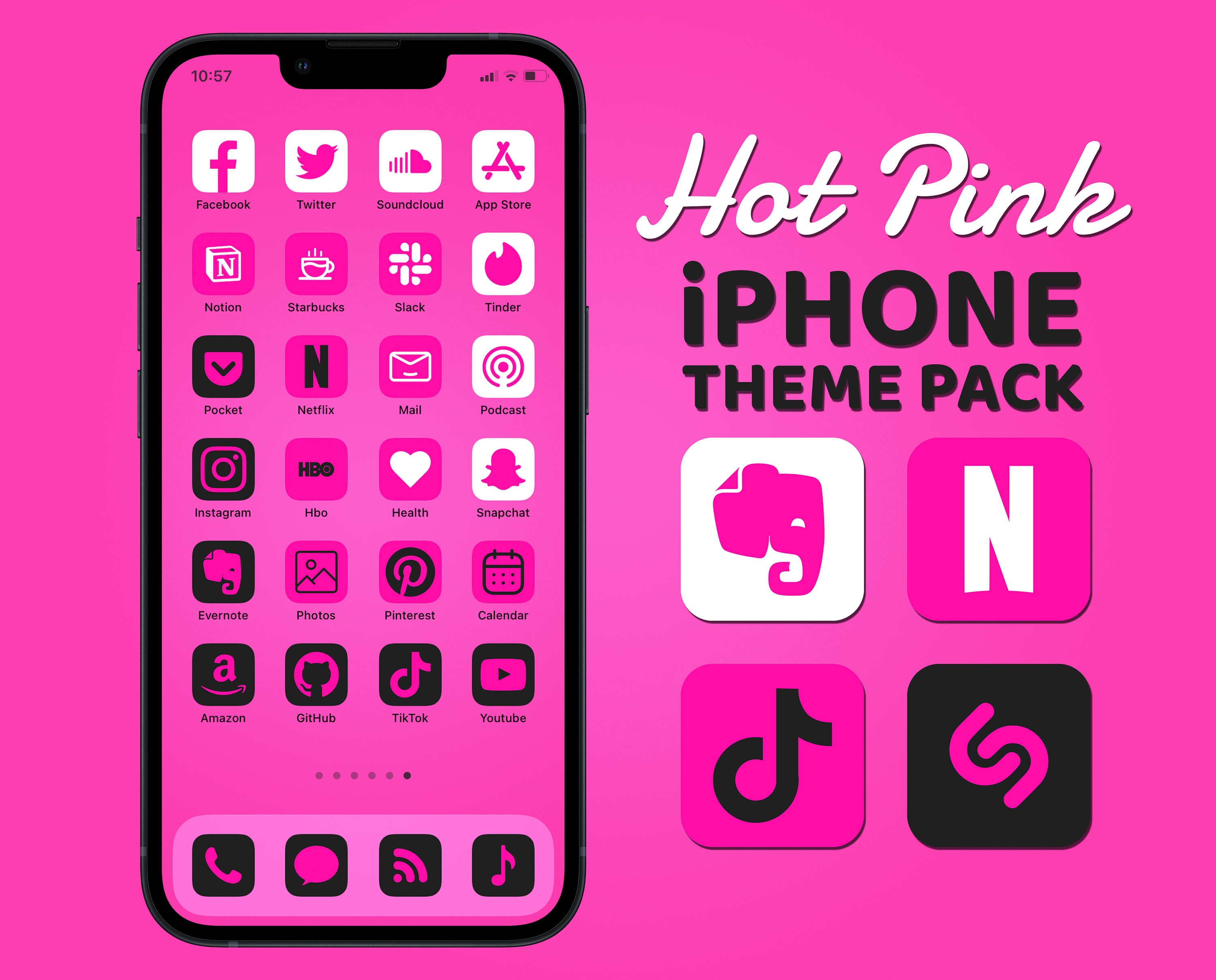 Ios 15 Hot Pink Aesthetic App Icon Pack Includes Hot Pink App Etsy