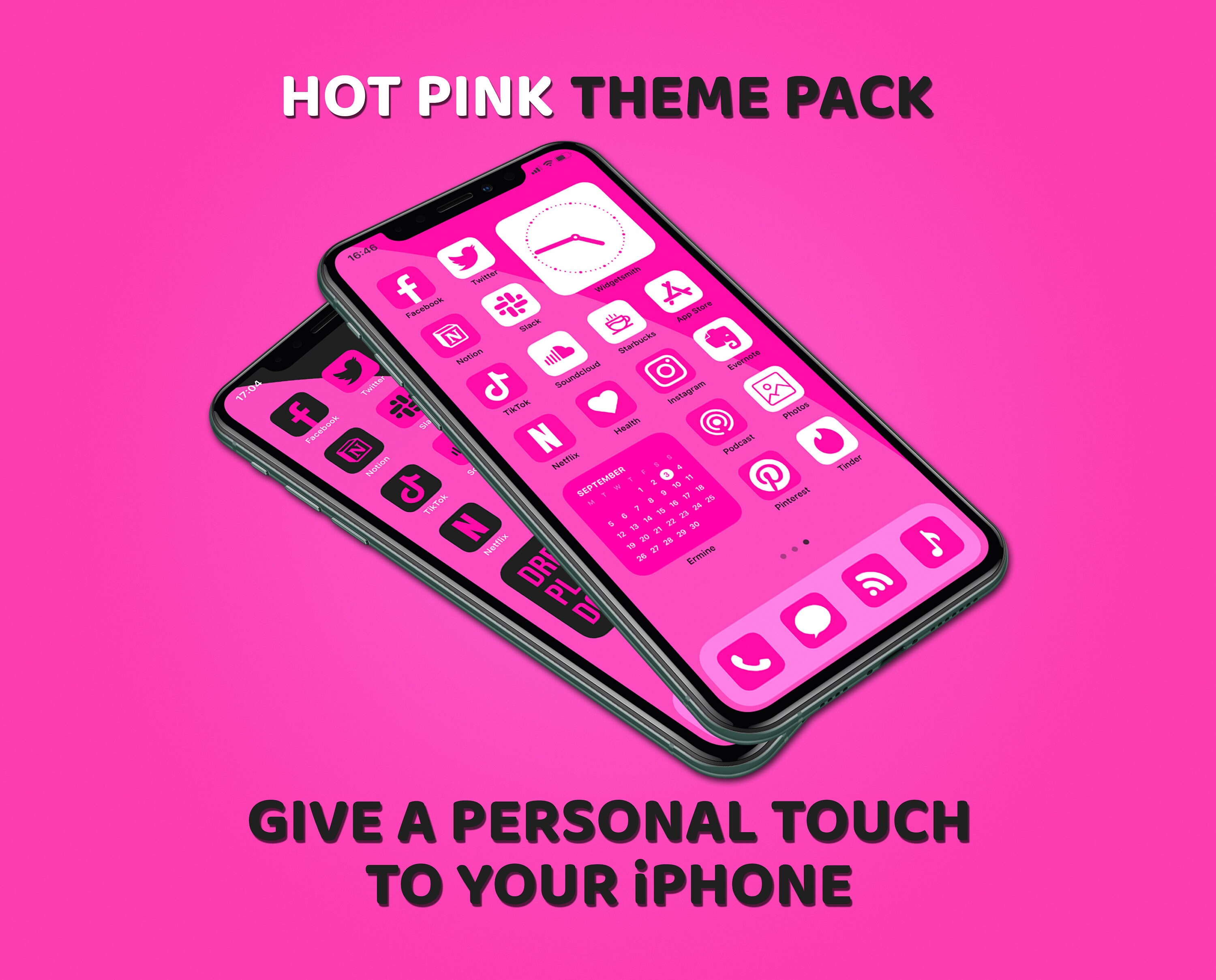 Ios Icons Hot Pink Iphone Theme Pack Aesthetic App Icons Etsy