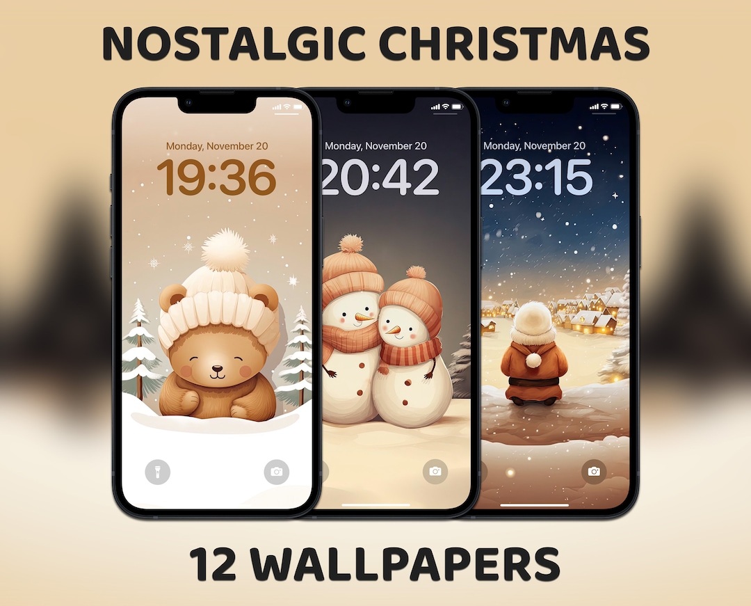 Nostalgic Christmas Wallpapers, iPhone Lock Screen, Boho Aesthetic