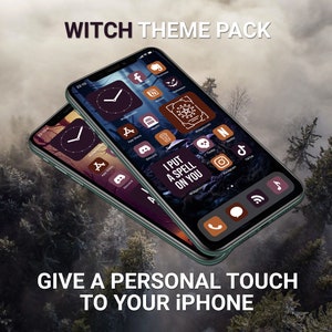 Witch Aesthetic, iPhone Theme Pack, Purple and Orange App Icons, Halloween Art, Widget Quotes, Light & Dark Wallpaper, Custom Home Screen image 7