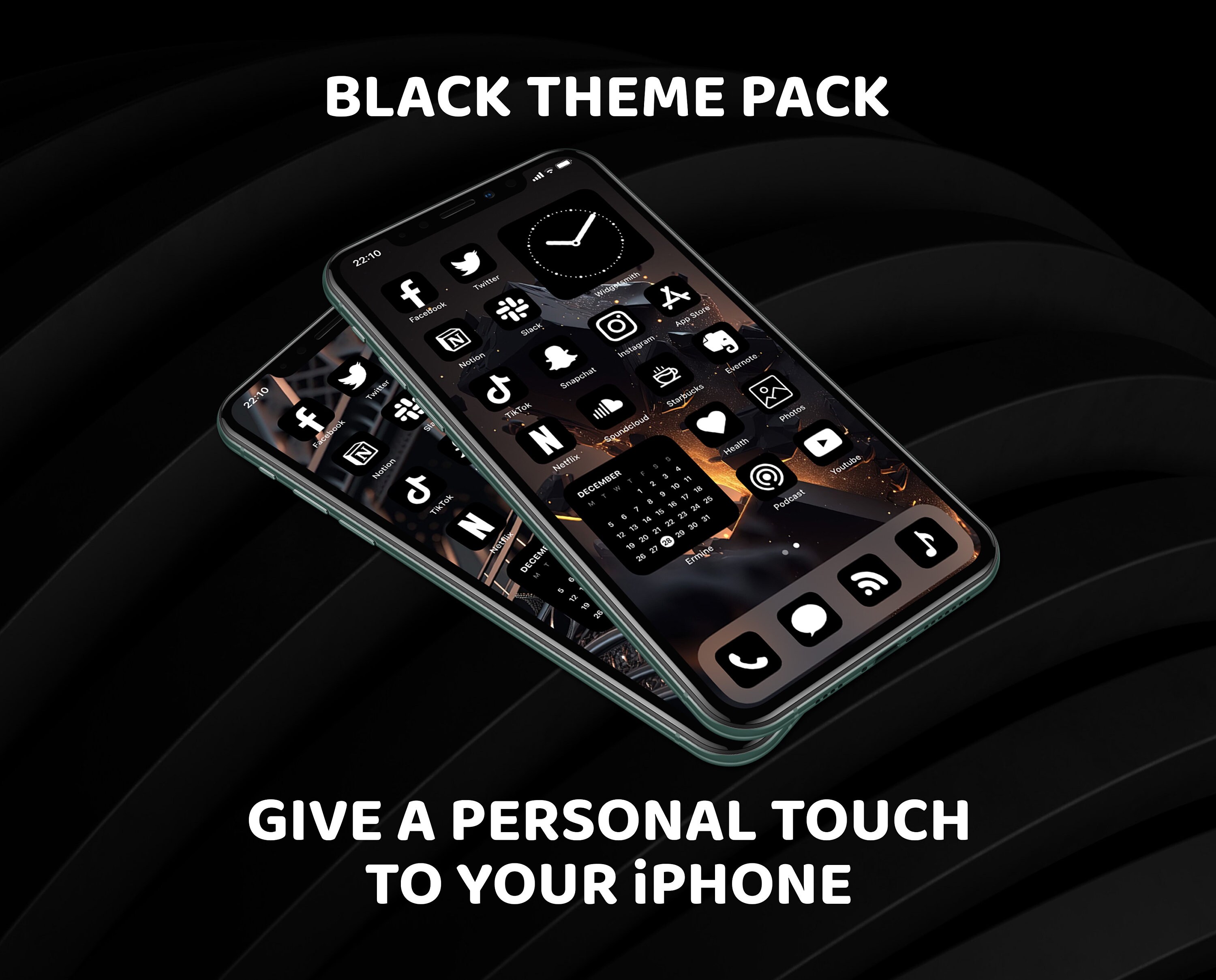 Ios Icons Black Iphone Theme Pack Black and White App Icons Etsy