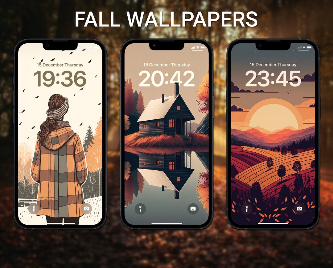Fall Wallpapers Iphone Lock Screen Ios 16 Wallpaper Neutral - Etsy