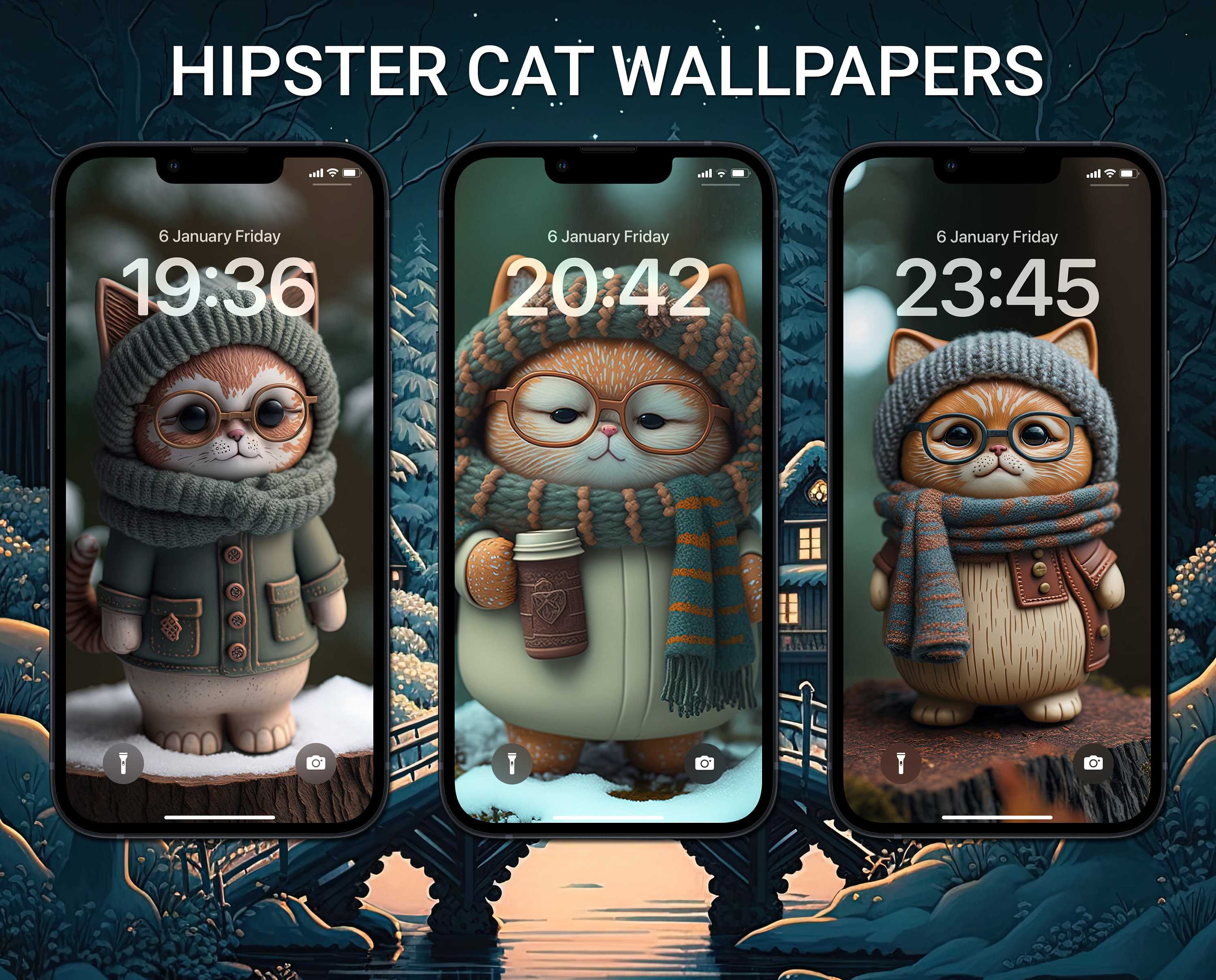 Cat Wallpapers Iphone Lock Screen Ios 16 Wallpaper Hipster - Etsy