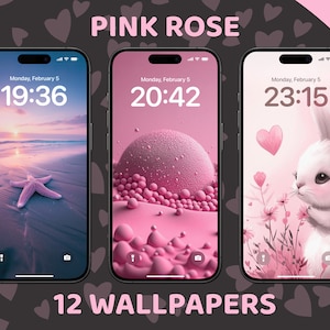 Pink App Icons, iPhone Theme Pack, Aesthetic Pink Rose Icons, Art Widgets, Light & Dark Wallpapers, Personalized iPhone Home Screen image 5