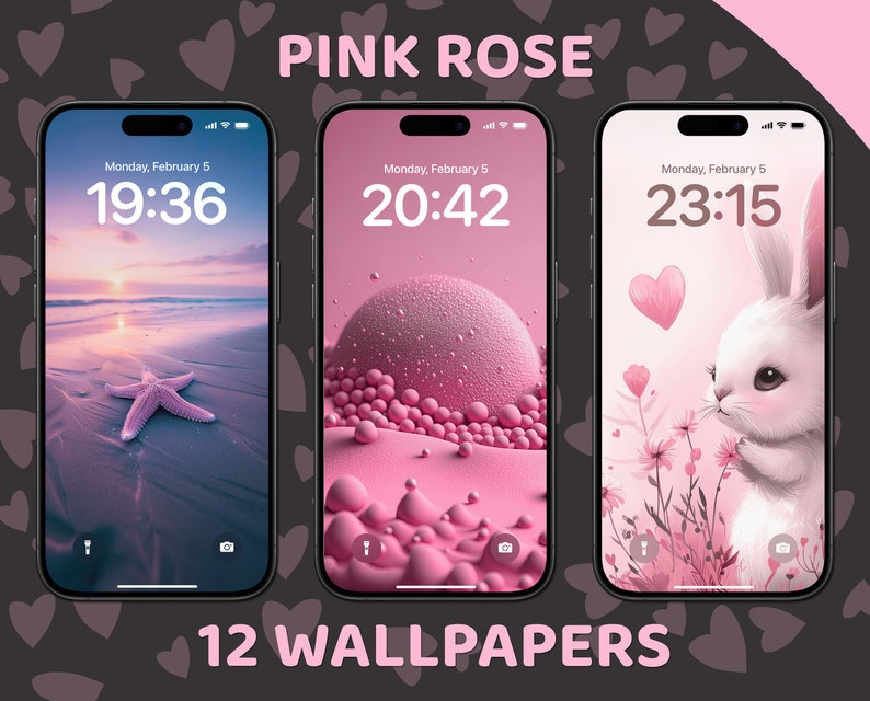 Pink App Icons, iPhone Theme Pack, Aesthetic Pink Rose Icons, Art Widgets, Light & Dark Wallpapers, Personalized iPhone Home Screen image 5