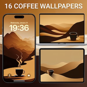 Coffee Wallpaper, iPhone and iPad Lock Screen, Coffee Cup Desktop Background 4k, Brown and Beige Latte Background, Custom Home Screen