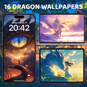 Cute Dragon Wallpaper, iPhone and iPad Lock Screen, Magical Anime Aesthetic, Chinese Dragon Desktop Background 4k, Custom Home Screen